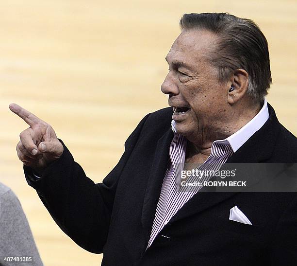 Los Angeles Clippers owner Donald Sterling attends the NBA playoff game between the Clippers and the Golden State Warriors on April 21, 2014 at...