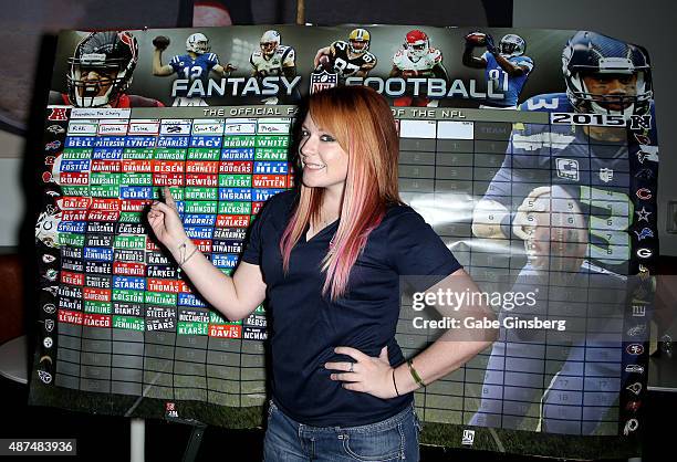 Radio personality Heather Collins attends Touchdown for Charity's celebrity fantasy football draft at Born and Raised Tavern/Lounge on September 9,...