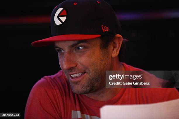 Rider and television host T.J. Lavin attends Touchdown for Charity's celebrity fantasy football draft at Born and Raised Tavern/Lounge on September...