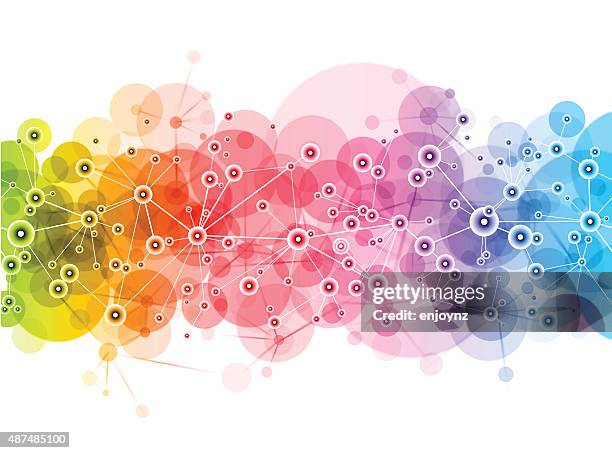 bright vector network design - cooperation abstract stock illustrations