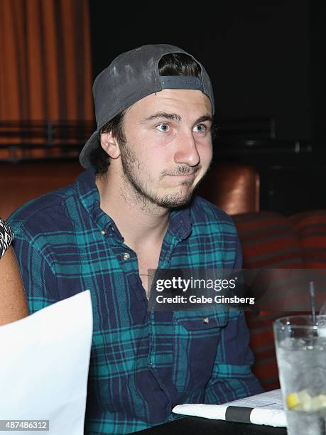 Television personality Tyler Dale attends Touchdown for Charity's celebrity fantasy football draft at Born and Raised Tavern/Lounge on September 9,...