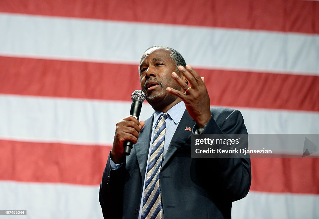 Ben Carson Holds Campaign Rally In Anaheim