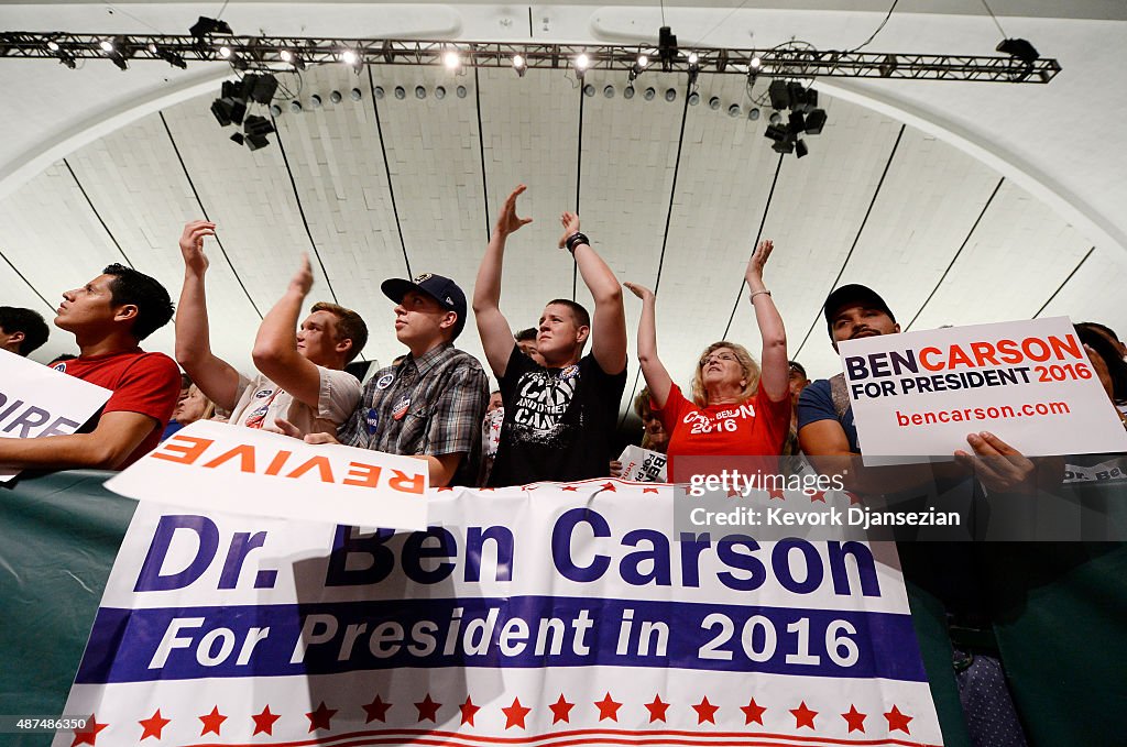 Ben Carson Holds Campaign Rally In Anaheim