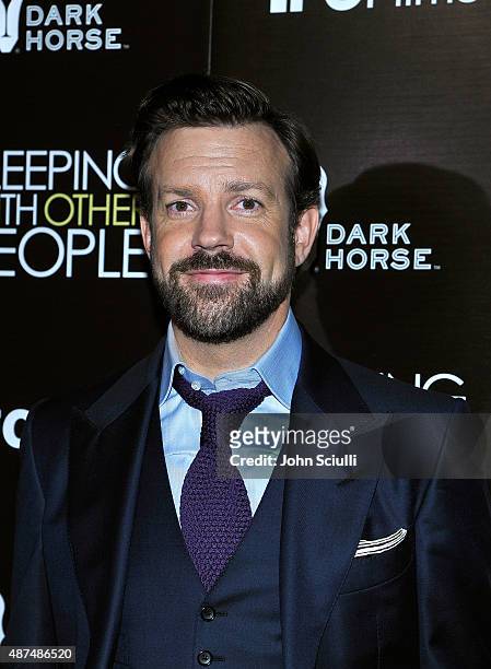 Actor Jason Sudeikis attends the Los Angeles premiere of IFC Films "Sleeping with Other People" presented by Dark Horse Wine on September 9, 2015 in...