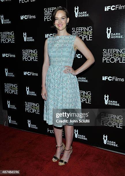 Actress Jess Weixler attends the Los Angeles premiere of IFC Films "Sleeping with Other People" presented by Dark Horse Wine on September 9, 2015 in...
