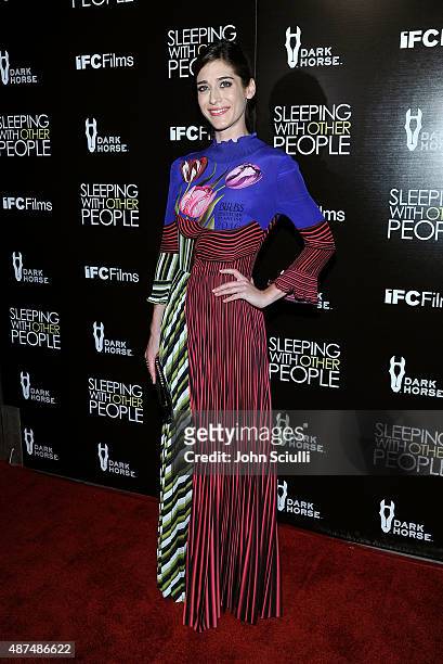 Actress Lizzy Caplan attends the Los Angeles premiere of IFC Films "Sleeping with Other People" presented by Dark Horse Wine on September 9, 2015 in...