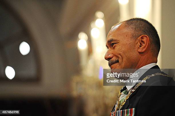 Lt Gen The Rt Hon Sir Jerry Mateparae, Governor-General during the Wellington Investitures Ceremony at Government House on September 10, 2015 in...