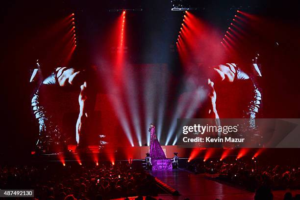 Madonna performs onstage during her "Rebel Heart" tour opener at Bell Centre on September 9, 2015 in Montreal, Canada.