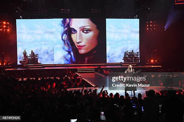 Madonna performs onstage during her "Rebel Heart" tour opener at Bell Centre on September 9, 2015 in Montreal, Canada.