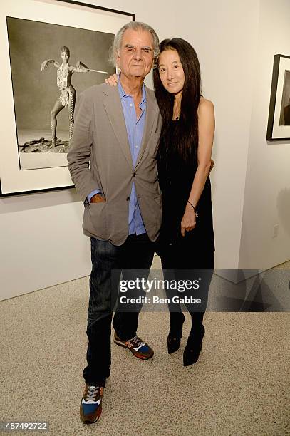 Patrick Demarchelier and Vera Wang attend the "Patrick Demarchelier" special exhibition preview to celebrate NYFW: The Shows for Spring 2016 at...