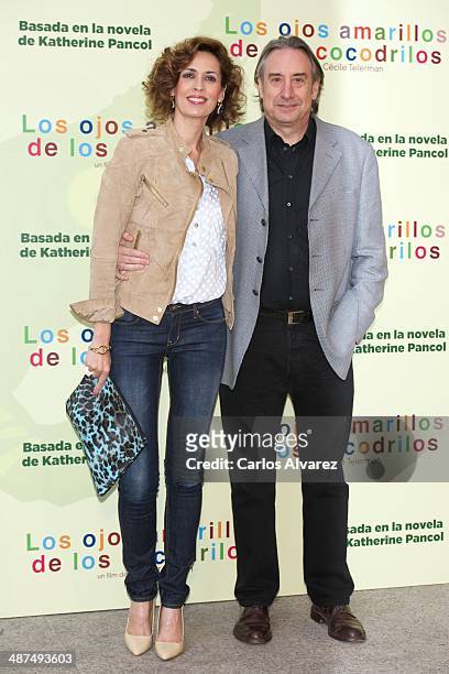 Spanish actress Lola Marceli and husband actor Juanjo Puigcorbe attend the "Los Ojos Amarillos de los cocdrilos" premiere at the Academia de Cine on...