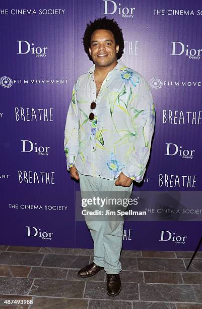 Musician Eric Lewis attends a screening of Film Movement's "Breathe" hosted by The Cinema Society and Dior Beauty at Tribeca Grand Hotel on September...