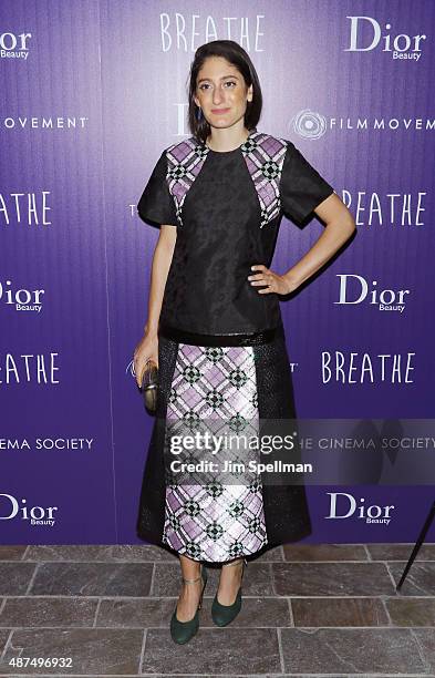 Arden Wohl attends a screening of Film Movement's "Breathe" hosted by The Cinema Society and Dior Beauty at Tribeca Grand Hotel on September 9, 2015...