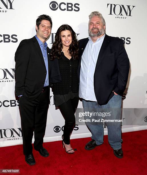 Actress Idina Menzel , nominee for Best Performance by an Actress in a Leading Role in a Musical for 'If/Then,' with composers Tom Kitt and Brian...