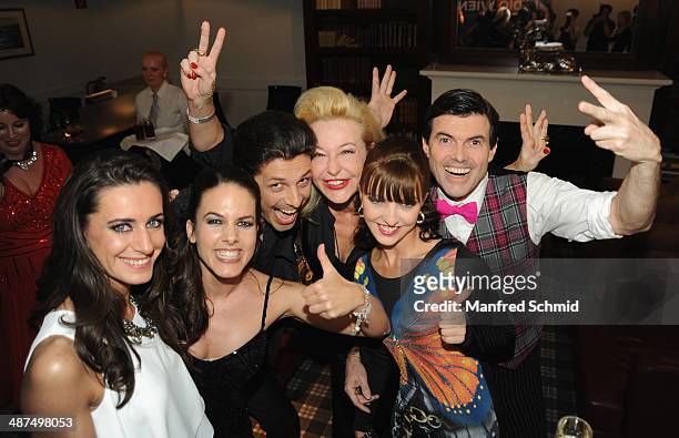 Petra Frey , Thomas Kraml , Andrea Buday and Hubert Neuper attend the 'Dancing Stars' presscall at Parkhotel Schoenbrunn on April 30, 2014 in Vienna,...