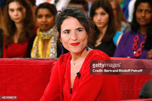 Mazarine Pingeot presents her book 'Les invasions quotidiennes' at the 'Vivement Dimanche' French TV Show at Pavillon Gabriel on April 30, 2014 in...