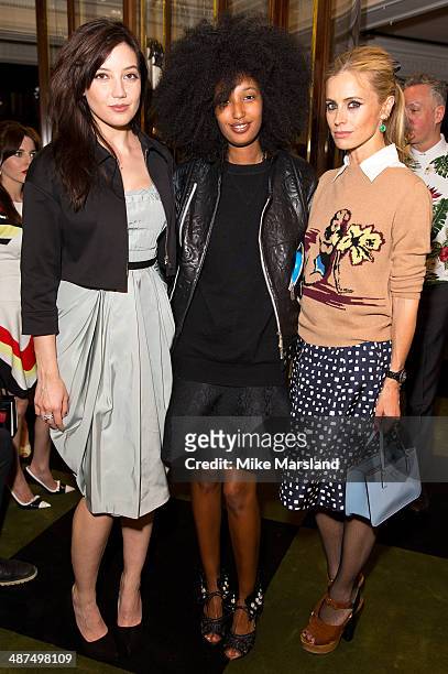 Daisy Lowe, Julia Sarr Jamois and Laura Bailey attend PRADASPHERE at Harrods on April 30, 2014 in London, England.