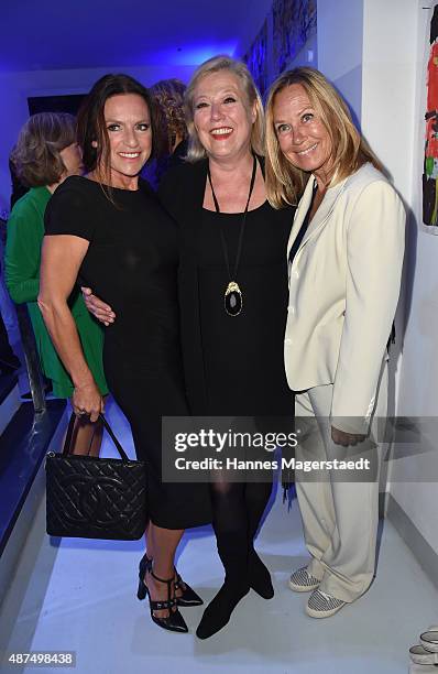 Christine Neubauer, Susanne Wiebe and Sybille Beckenbauer during the 'Susanne Wiebe Fashion & Art Show' on September 9, 2015 in Munich, Germany.