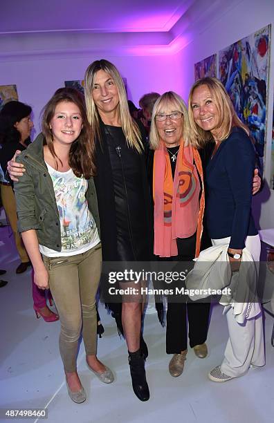 Julie Valerien, Tanja Valerien-Glowacz, Randi Valerien and Sybille Beckenbauer during the 'Susanne Wiebe Fashion & Art Show' on September 9, 2015 in...