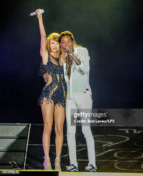 Taylor Swift with special guest Wiz Khalifa at The 1989 World Tour Live In Houston at Minute Maid Park on September 9, 2015 in Houston, Texas.