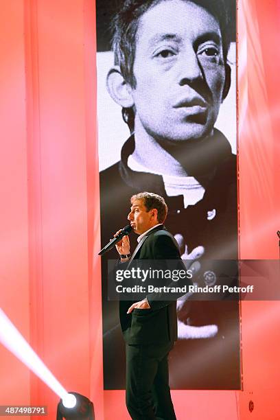 Impersonator Thierry Garcia presents his show 'Profession: Voleur d'identites' and performs imitating Serge Gainsbourg at the 'Vivement Dimanche'...