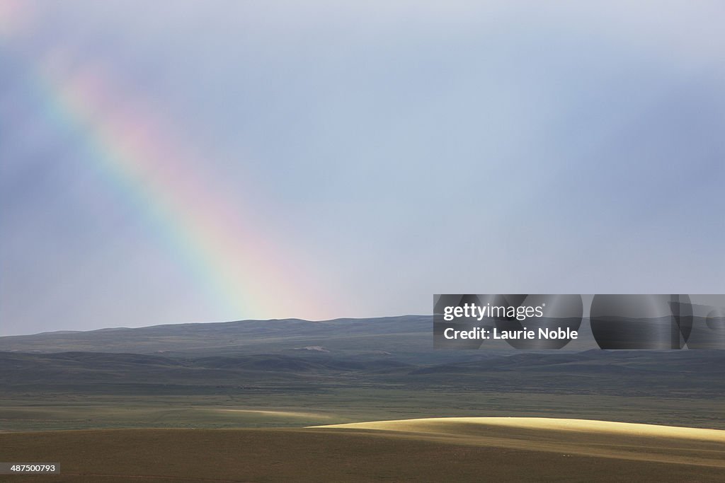 Rainbow over open landscape, Tuv, Mongolia