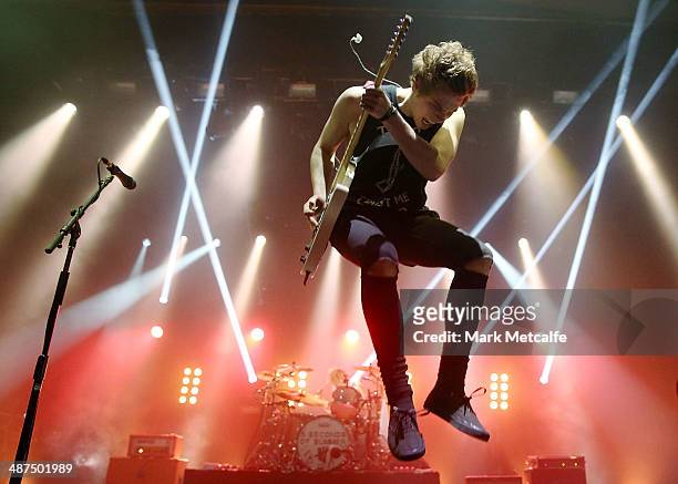Luke Hemmings of 5 Seconds of Summer performs on stage at the Enmore Theatre on April 30, 2014 in Sydney, Australia.