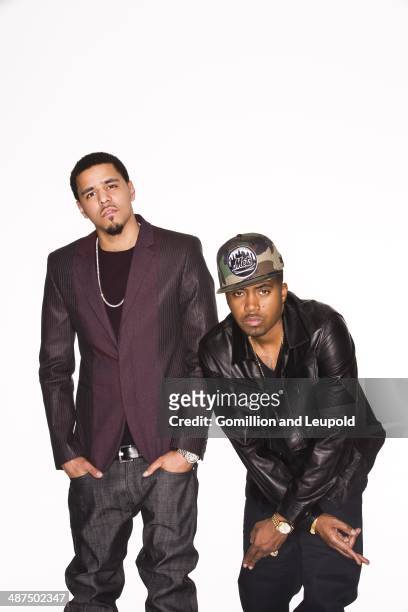 Rappers Nas and J.Cole are photographed for Vibe Magazine on June 27, 2013 in New York City.