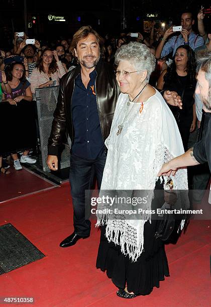 Javier Bardem and Pilar Bardem attend 'Ma ma' charity premiere on September 9, 2015 in Madrid, Spain.