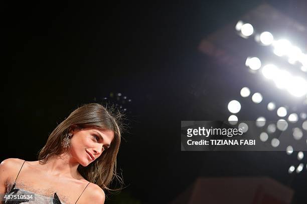 Italian actress Elisa Sednaoui arrives at the Jaeger-LeCoultre Glory to the Filmmaker Award 2015 and the screening of the movie "De Palma" during the...