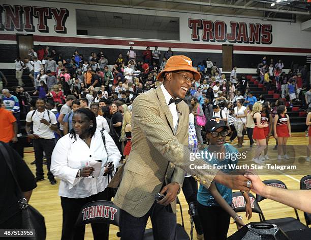 Top basketball player Myles Turner announced that he will attend and play for the University of Texas, during ESPN broadcast at Trinity High School...