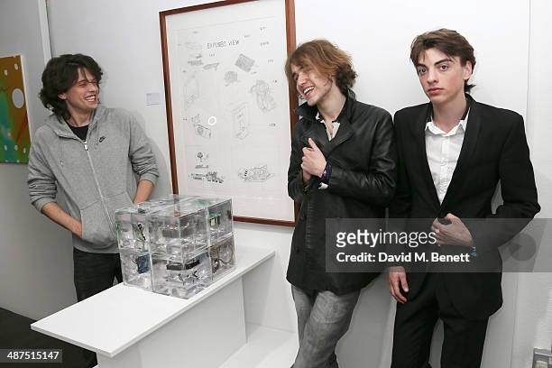Fenton Bailey, Connor Hirst and Sascha Bailey attend a private view of "The Route Less Travelled" curated by Sascha Bailey for The Something Else...
