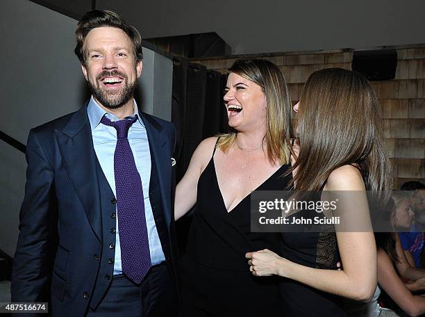 Jason Sudeikis, Leslye Headland and Alison Brie attend the Los Angeles premiere of IFC Films "Sleeping With Other People" presented by Dark Horse...