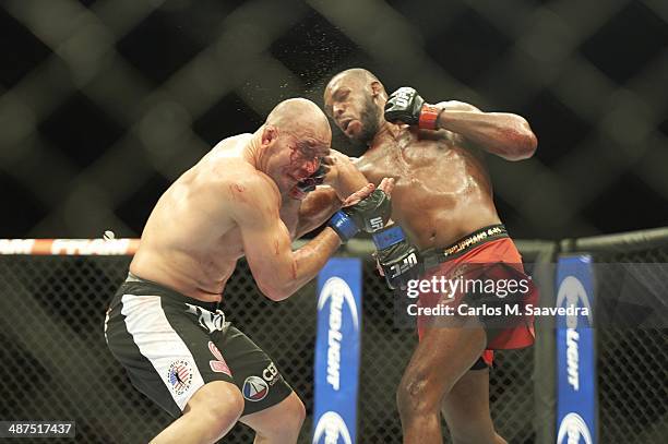 Jon Jones in action vs Glover Teixeira during Light Heavyweight Championship bout at Baltimore Arena. Baltimore, MD 4/26/2014 CREDIT: Carlos M....