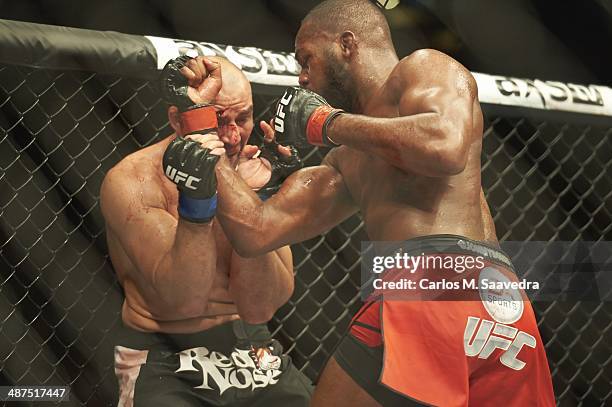 Jon Jones in action vs Glover Teixeira during Light Heavyweight Championship bout at Baltimore Arena. Baltimore, MD 4/26/2014 CREDIT: Carlos M....