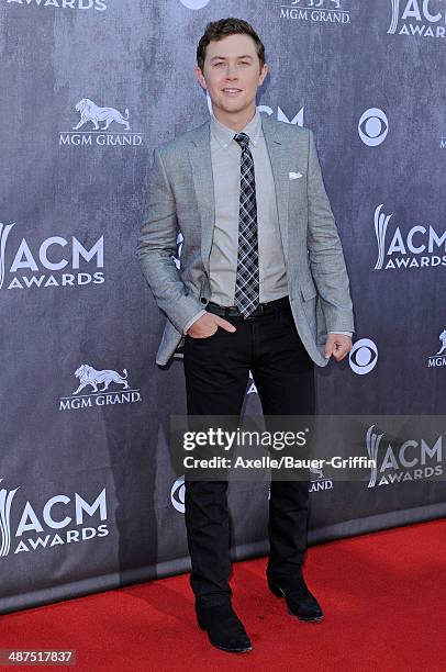 Singer Scotty McCreery arrives at the 49th Annual Academy of Country Music Awards at the MGM Grand Hotel and Casino on April 6, 2014 in Las Vegas,...