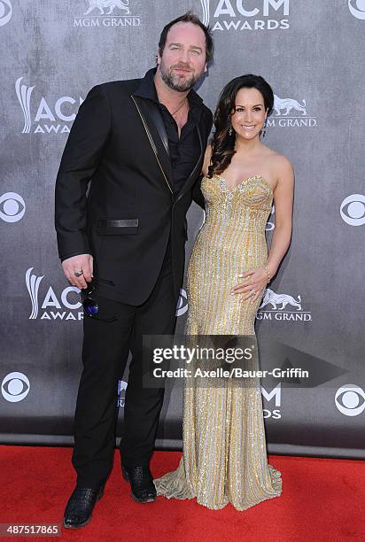 Singer Lee Brice and Sara Brice arrive at the 49th Annual Academy of Country Music Awards at the MGM Grand Hotel and Casino on April 6, 2014 in Las...