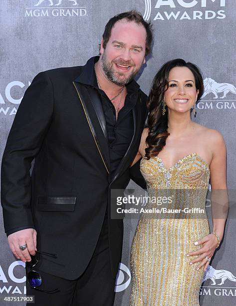 Singer Lee Brice and Sara Brice arrive at the 49th Annual Academy of Country Music Awards at the MGM Grand Hotel and Casino on April 6, 2014 in Las...