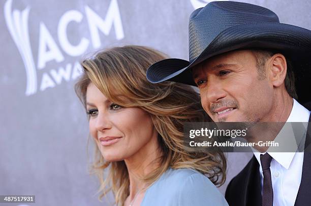 Singers Faith Hill and Tim McGraw arrive at the 49th Annual Academy of Country Music Awards at the MGM Grand Hotel and Casino on April 6, 2014 in Las...