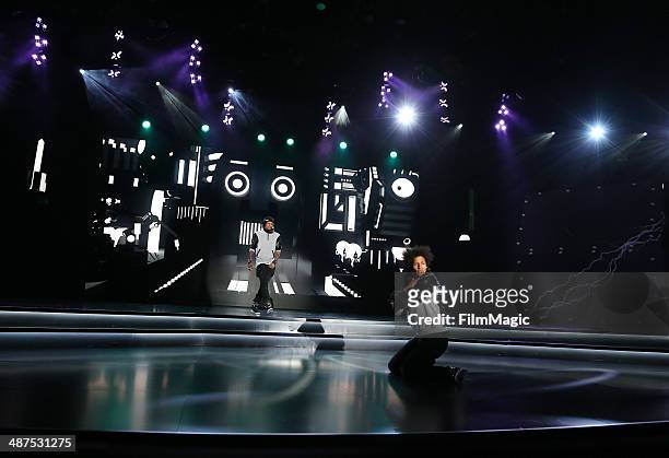Les Twins perform on stage at Google presents YouTube Brandcast event at The Theater at Madison Square Garden on April 30, 2014 in New York City.