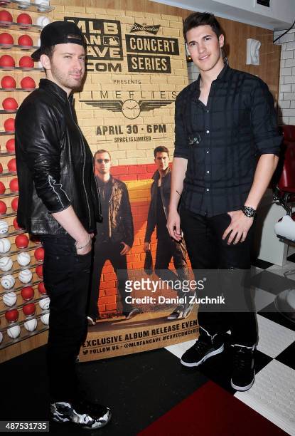 Rob Resnick and Cal Shapiro of Timeflies pose at MLB Fan Cave on April 30, 2014 in New York City.