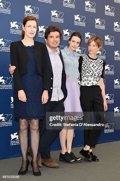 Actress Gina McKee, director Nicolas Saada, actresses Stacy Martin and Alba Rohrwacher attend a photocall for 'Taj Mahal' during the 72nd Venice Film...