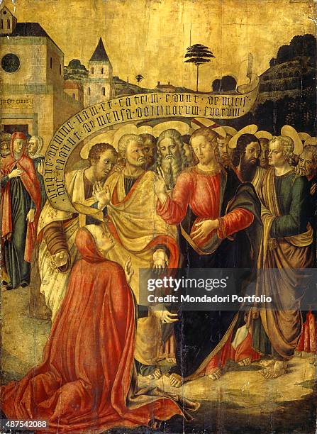 Christ and the Canaanite Woman, by Lazzaro Bastiani, c. 1450-1499, 15th Century, oil on board 5 x 167,5 cm Italy, Veneto, Venice, Accademia Gallery....