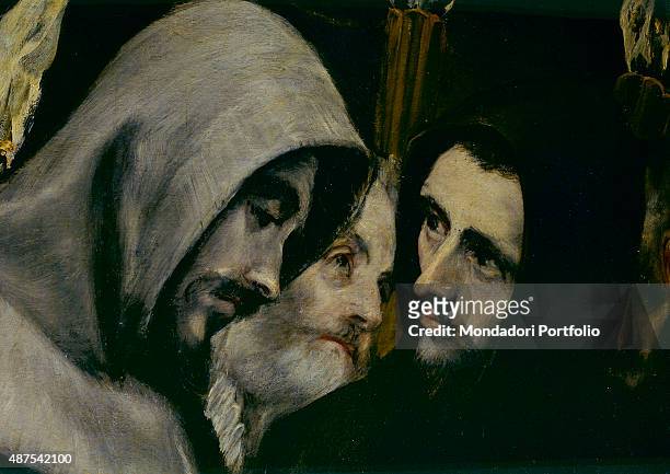The Burial of the Count of Orgaz , by El Greco 16th Century, oil on canvas, 480 x 360 cm Spain, Toledo, Church of Santo Tom?. Detail. Close-up of two...