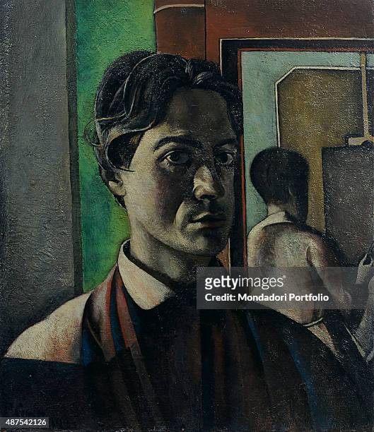 Self Portrait with Mirror , by Primo Conti 20th Century, oil on canvas, 60 x 50 cm Italy, Tuscany, Fiesole, Primo Conti Foundation. Whole artwork...