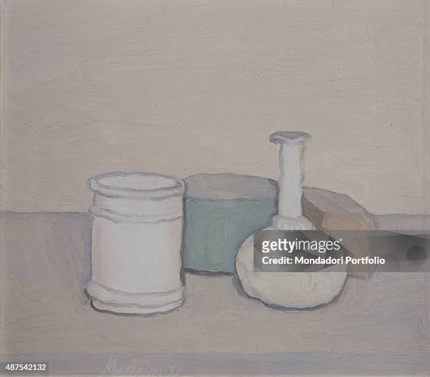 Still Life , by Giorgio Morandi 20th Century, oil on canvas Private collection. Whole artwork view. The painting belongs to a series of still lives...