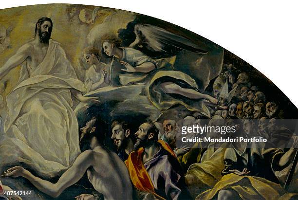 The Burial of the Count of Orgaz , by El Greco 16th Century, oil on canvas, 480 x 360 cm Spain, Toledo, Church of Santo Tom?. Detail. High part of...