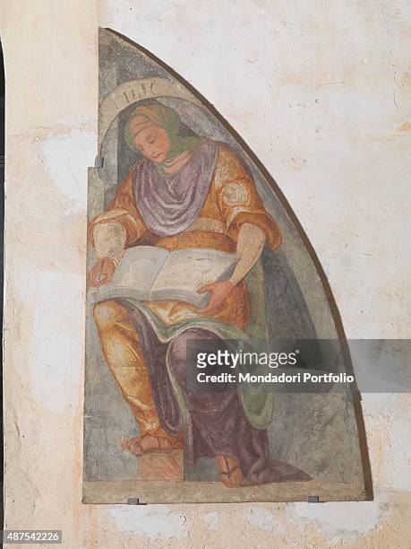 Italy, Lombardy, Cairate, Monastero of Santa Maria Assunta. Detail. A Libyan Sibyl with a turban reading a big book.