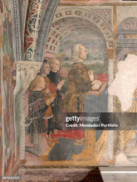 Italy, Piedmont, Serralunga di Crea, Santuario della Madonna di Crea. Detail. Left side of the tryptich: William VIII Palaiologos, Marquess of...