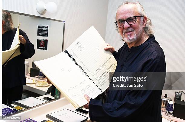 Bob James holds scorebook for the orchestra during the 14th Tokyo Jazz Festival at Tokyo International Forum on September 6, 2015 in Tokyo, Japan.